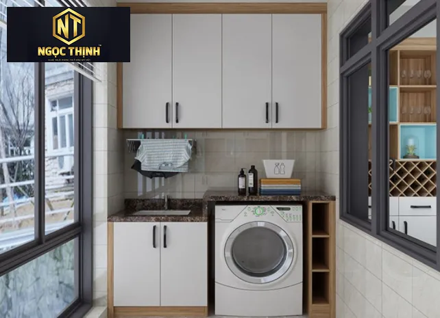 TỦ MÁY GIẶT KẾ HỢP TỦ TIỆN LỢI GỌN GÀNG ĐA NĂNG MẪU 10